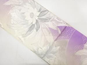 アンティーク　花に青海波模様織り出し袋帯（材料）